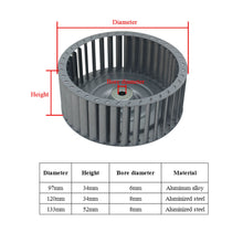 Cargar imagen en el visor de la galería, Lüfterrad wäschetrockner Φ 97 120 133mm heißluftventilator backofen gebläserad flügel kühlrad lüfterrad für trockner gebläsemotor herdlufter gebläse ventilator
