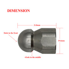 Lade das Bild in den Galerie-Viewer, 1/2&quot; 1/4&quot; 3/8&quot; 1/8&quot; buse de nettoyeur haute pression - 250bar Filetage interne - nettoyeur pour toilette/égouts/Tuyau
