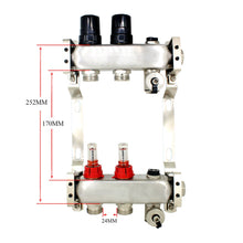 Cargar imagen en el visor de la galería, Collecteur plancher chauffant 2 3 4 5 6 7 8 9 10 11 12 departs acier inoxydable pour collecteur radiateur chauffage - collecteur avec debitmetre eau
