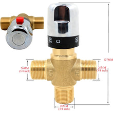 Cargar imagen en el visor de la galería, Mitigeur thermostatique solaire pour robinet de douche en laiton et cuivre 3/4 pouce
